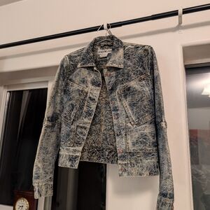 RARE Issey Miyake floral pattern denim jacket, sz 2 (XS)